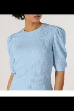 Regular Fit Mavi Kadın Kısa Kol Tişört